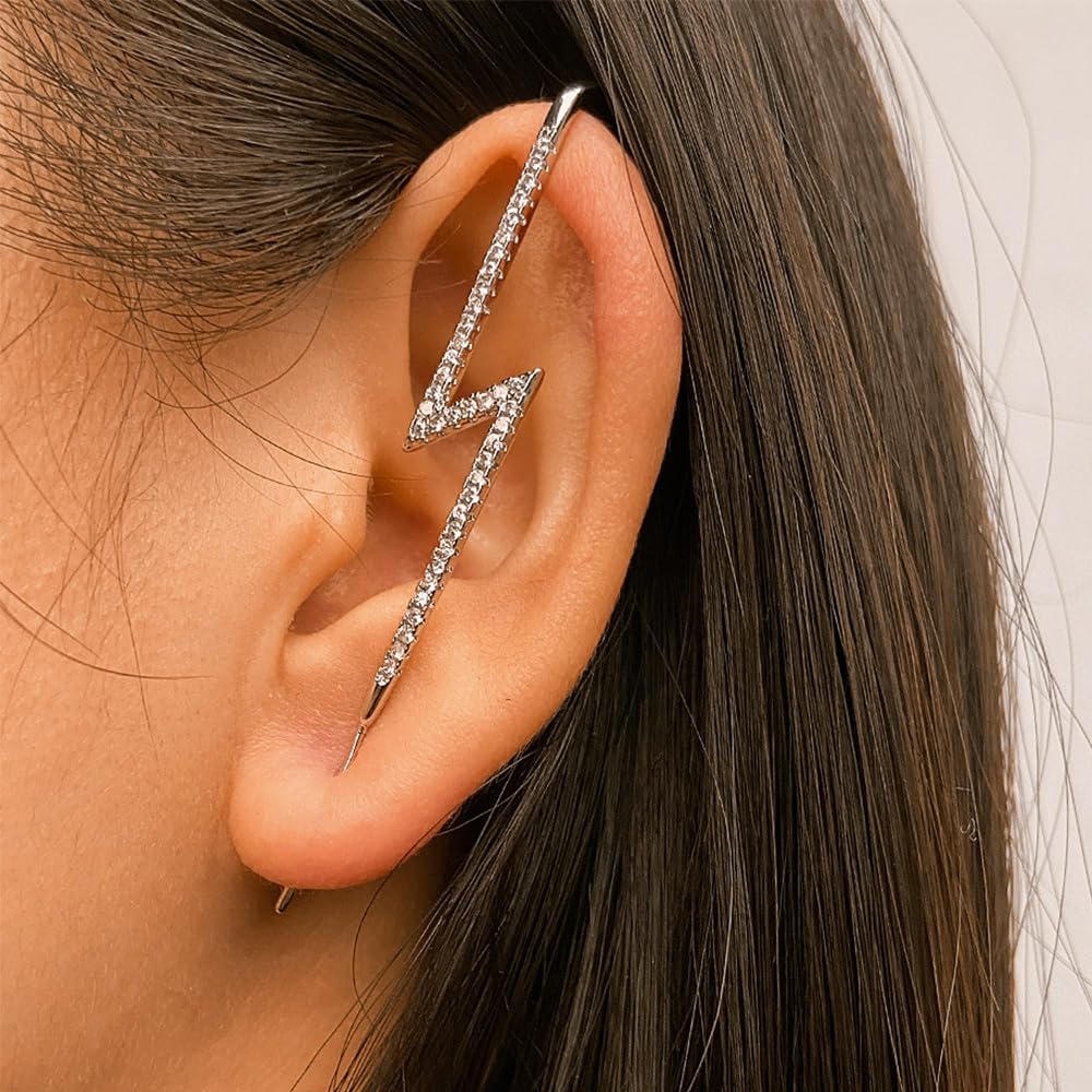 Vintage Ear Wrap Crawler Hook Earrings – Crystal CZ Ear Cuff Climbers | LiaLush