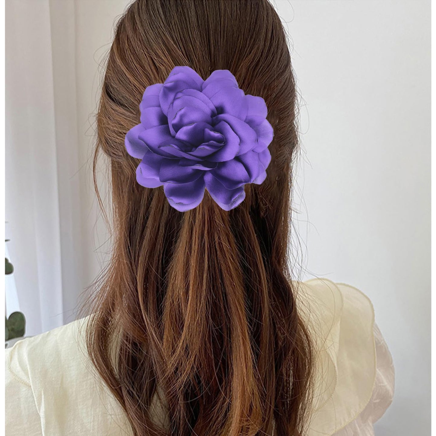 LiaLush Handmade Satin Rose Flower Brooch – Large Floral Pin for Wedding, Party & Everyday Style | 4.72in