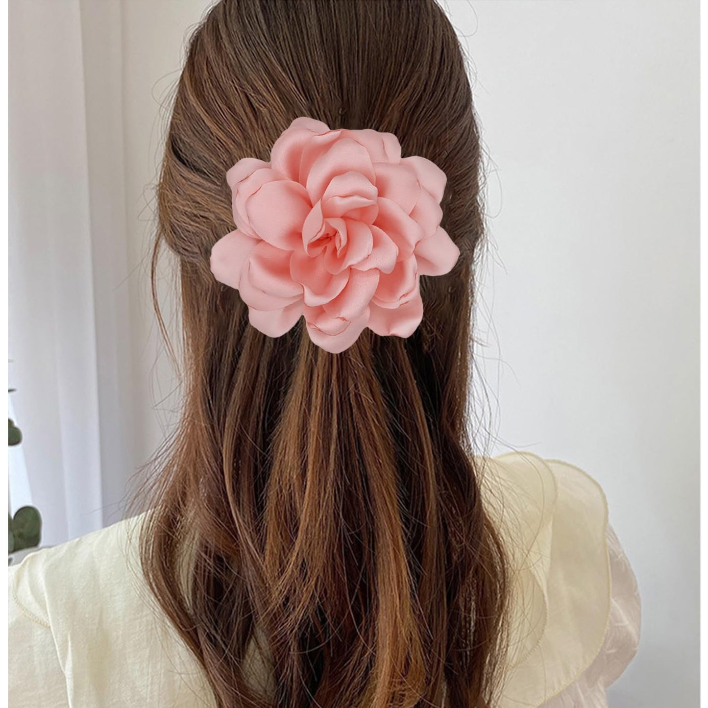 LiaLush Handmade Satin Rose Flower Brooch – Large Floral Pin for Wedding, Party & Everyday Style | 4.72in