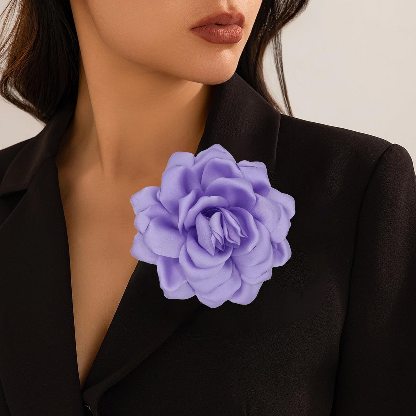 LiaLush Handmade Satin Rose Flower Brooch – Large Floral Pin for Wedding, Party & Everyday Style | 4.72in