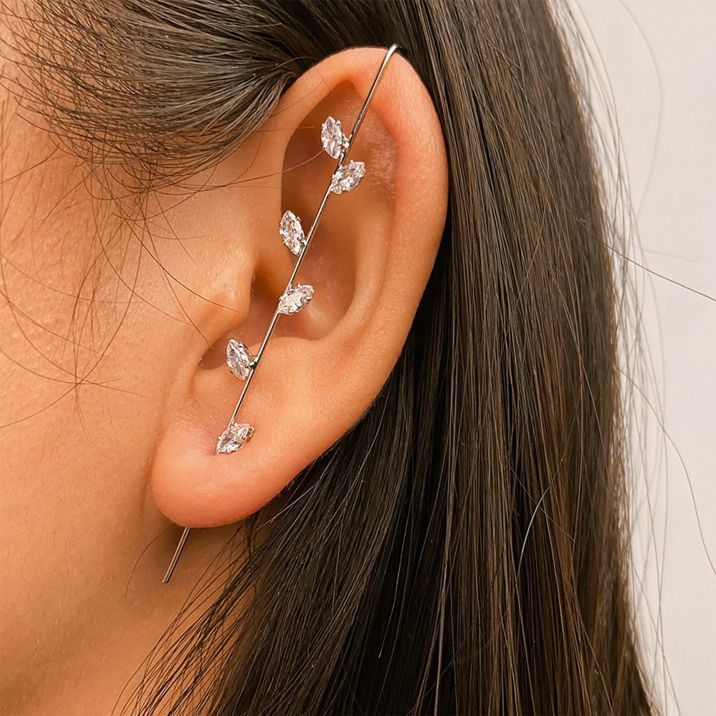 Vintage Ear Wrap Crawler Hook Earrings – Crystal CZ Ear Cuff Climbers | LiaLush