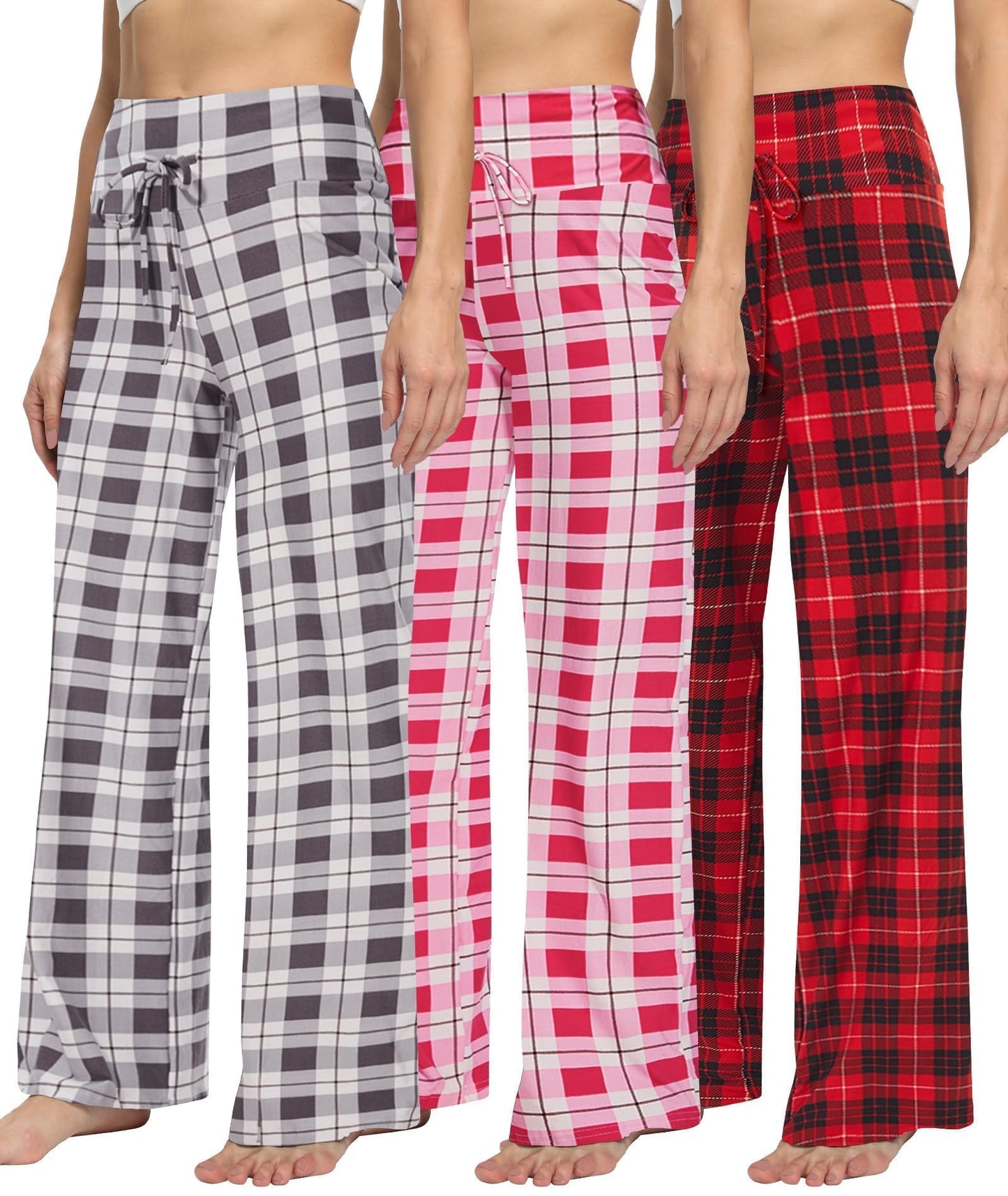 LiaLush 3-Pack Women's Wide Leg Pants with Pockets – Casual Loose Yoga Trouser Sweatpants, Palazzo Lounge & Pajama Pants