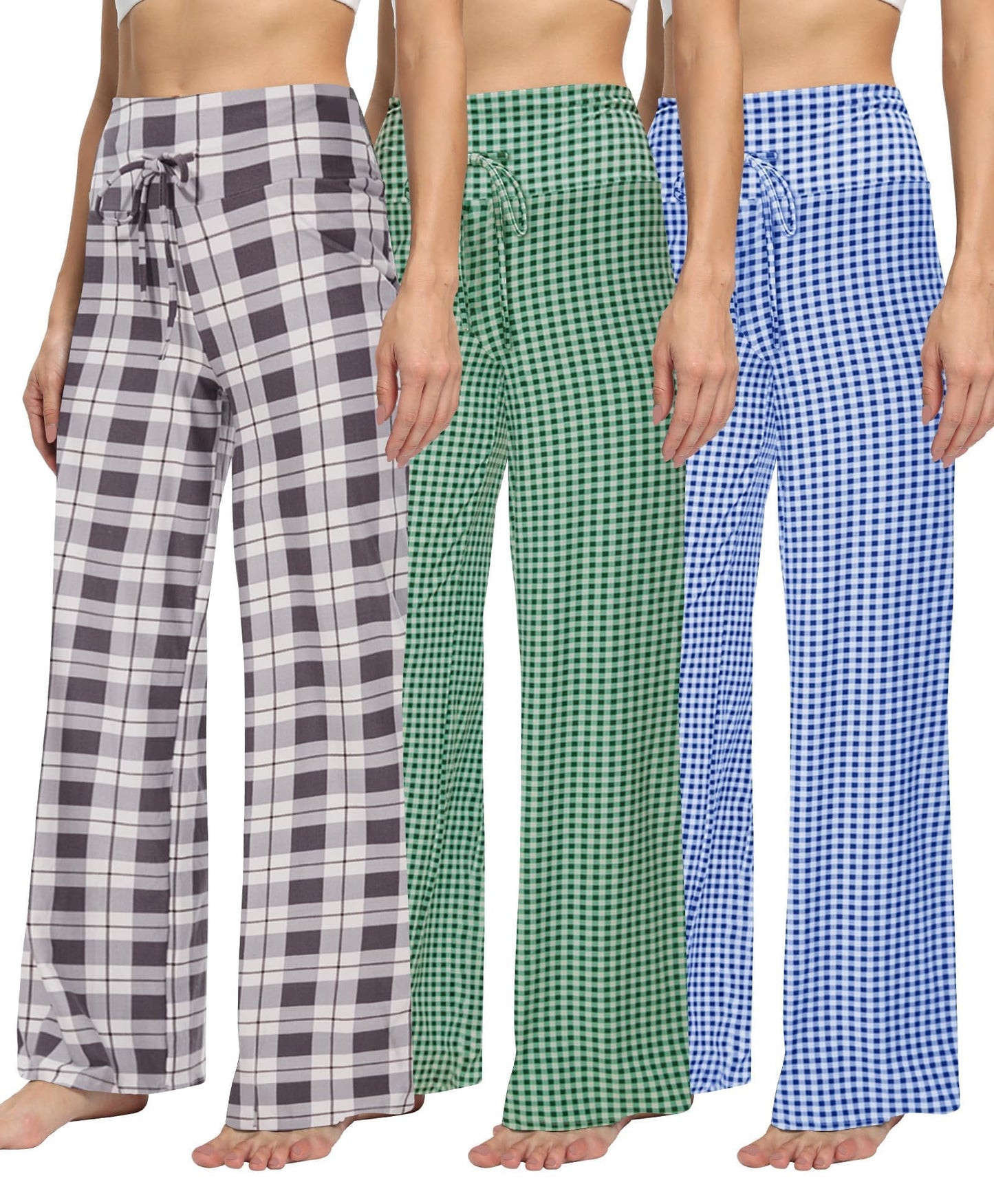 LiaLush 3-Pack Women's Wide Leg Pants with Pockets – Casual Loose Yoga Trouser Sweatpants, Palazzo Lounge & Pajama Pants