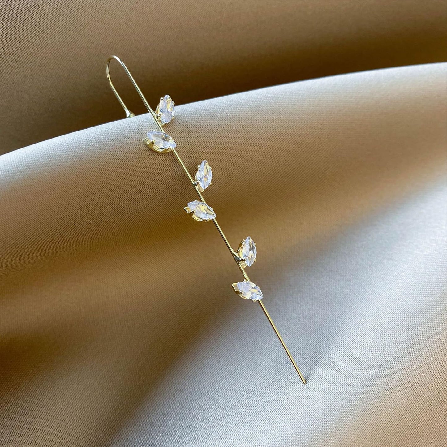 Vintage Ear Wrap Crawler Hook Earrings – Crystal CZ Ear Cuff Climbers | LiaLush