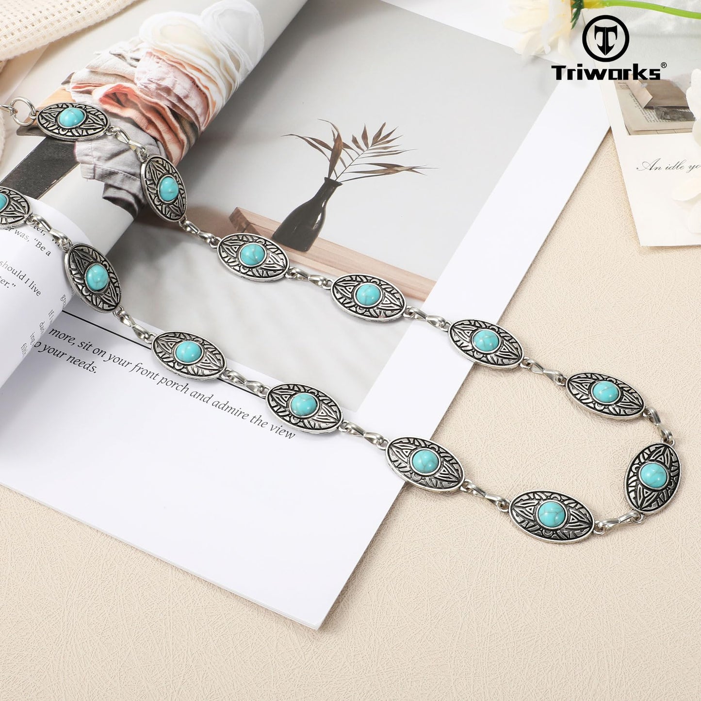 LiaLush Western Concho Chain Belt for Women – Cowgirl Metal Waist Belt for Dresses, Jeans & Country Concerts